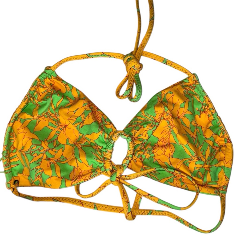 Aloe + Aloe REVOLVE Haleiwa Tropical Floral Tie Front Bikini Top XS NWT